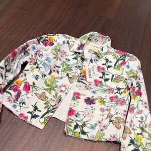 L'AGENCE Janice cropped  Floral denim Jacket BNWT